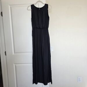 Zara Navy Blue Grecian Goddess Maxi Dress Size Large With Belt